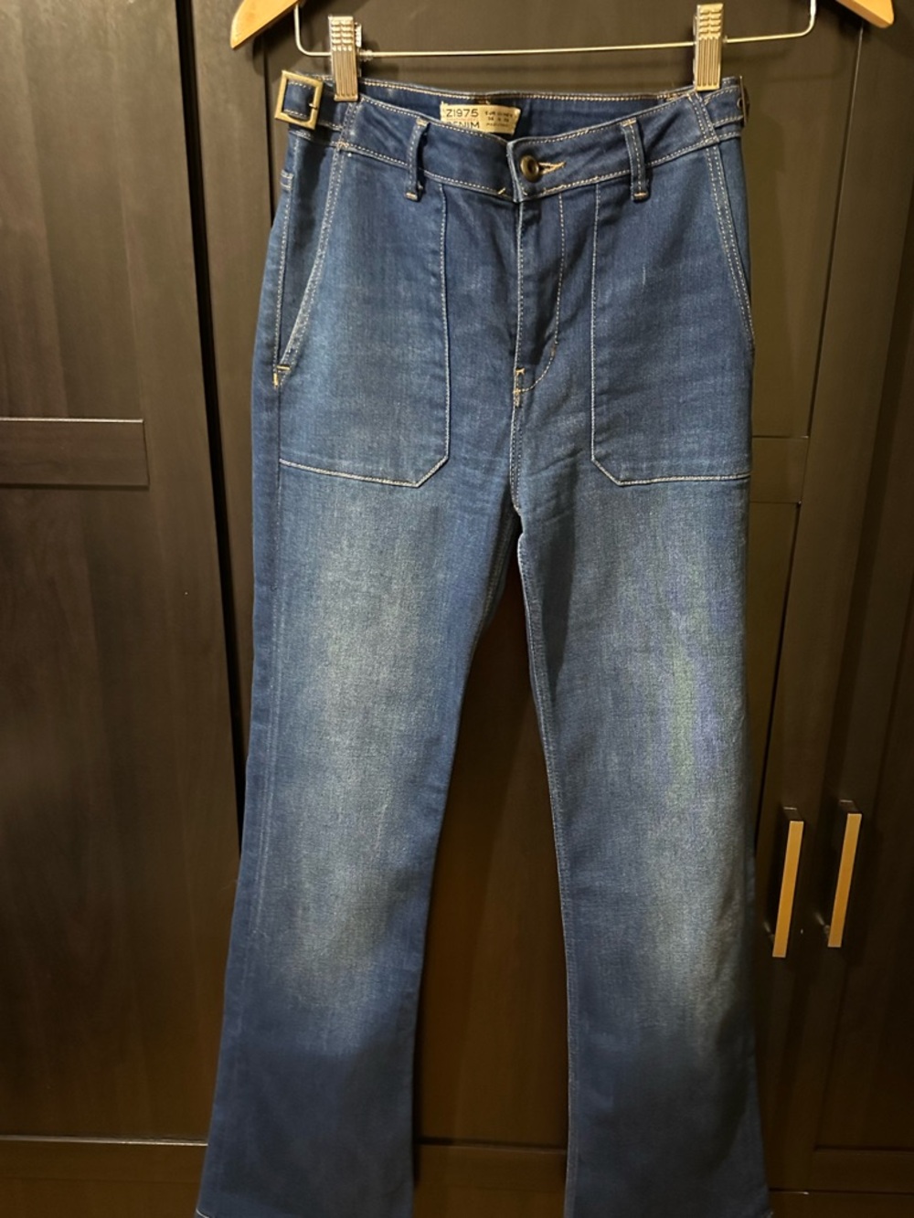 Zara Z1975 Marine Straight Jeans | Size 4 | High-Rise Patch Pocket |Vintage Wash
